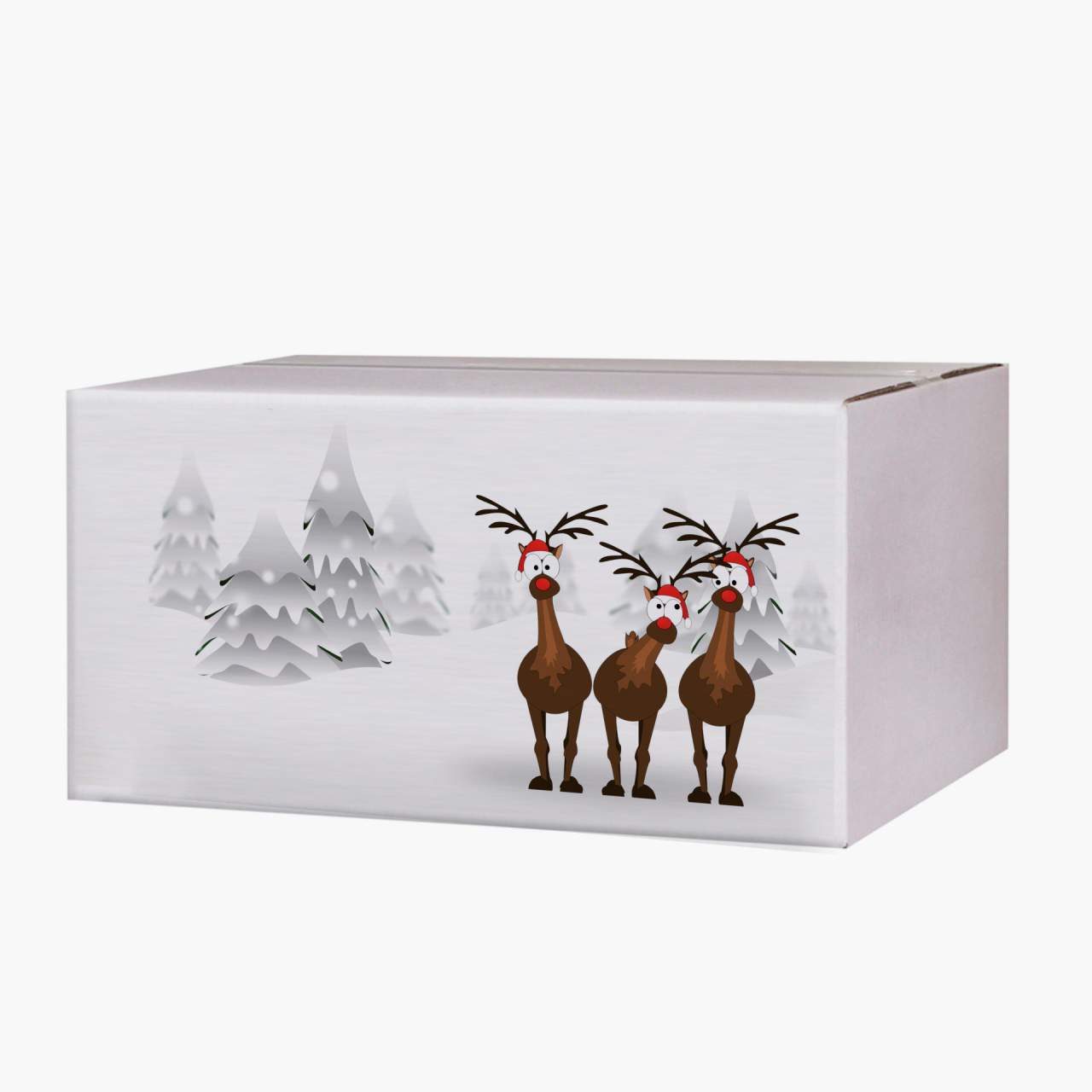 WIHEDÜ Weihnachtskarton - Rentiere im Schnee (300 x 215 x 140 mm)