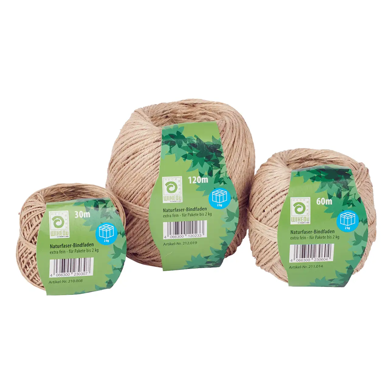 Bindfaden und Kordel aus Naturfaser mit Etikett, Pakete bis 2 kg