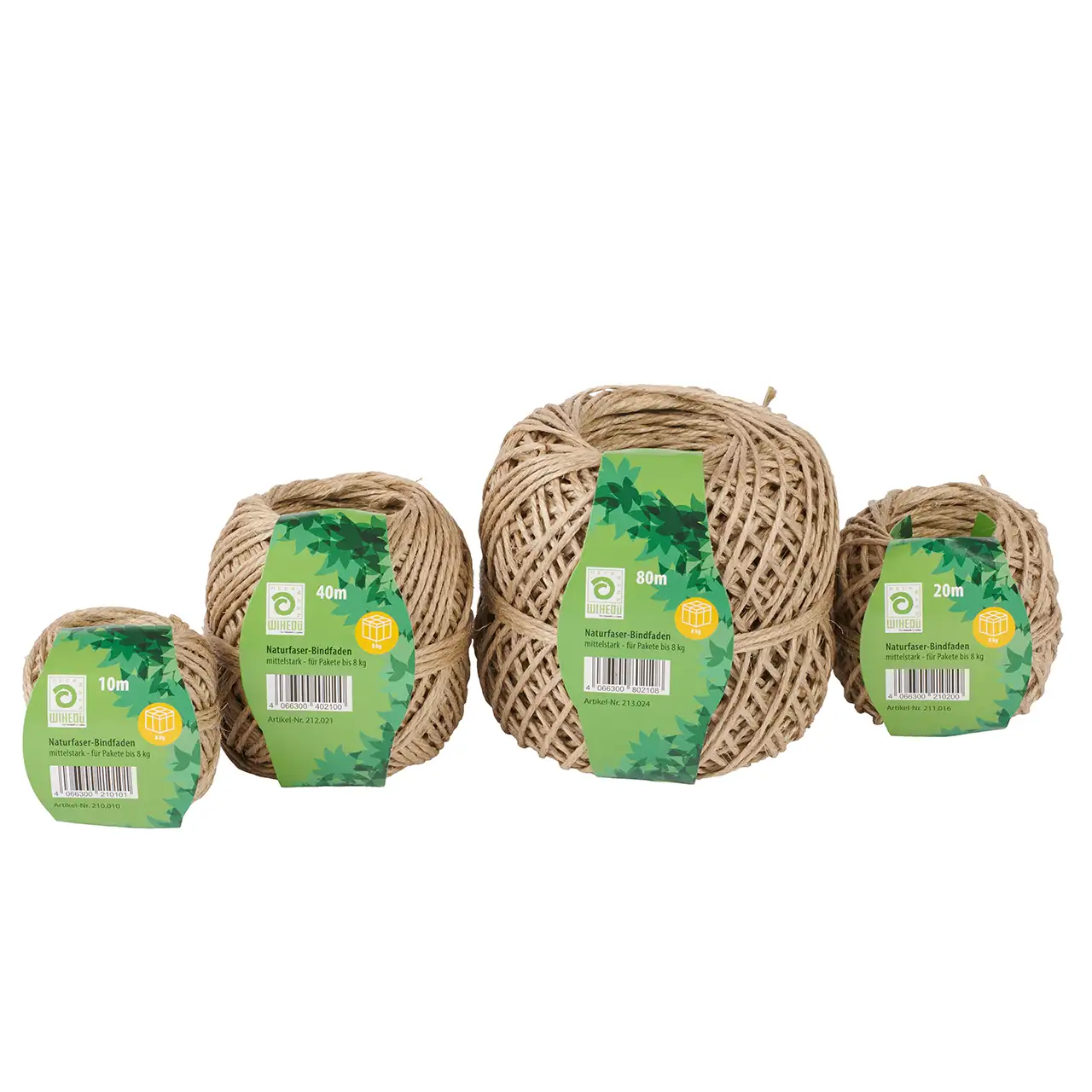 WIHEDÜ – Bindfaden und Kordel aus Naturfaser mit Etikett, Pakete bis 8 kg