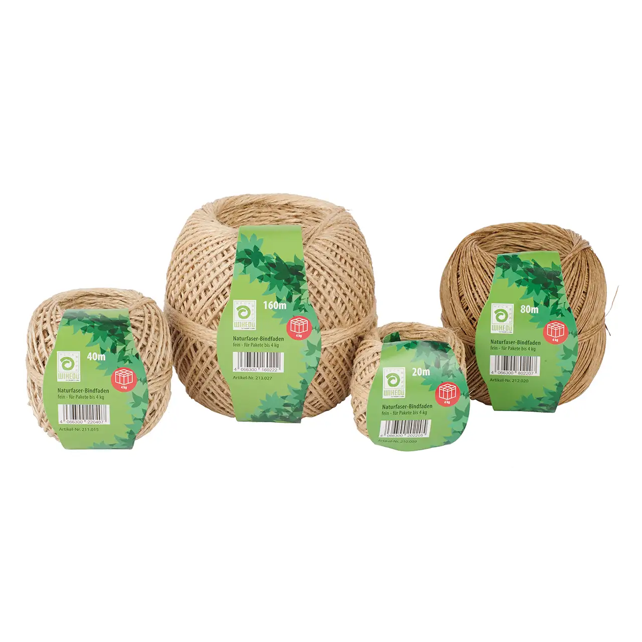 WIHEDÜ – Bindfaden und Kordel aus Naturfaser mit Etikett, Pakete bis 4 kg