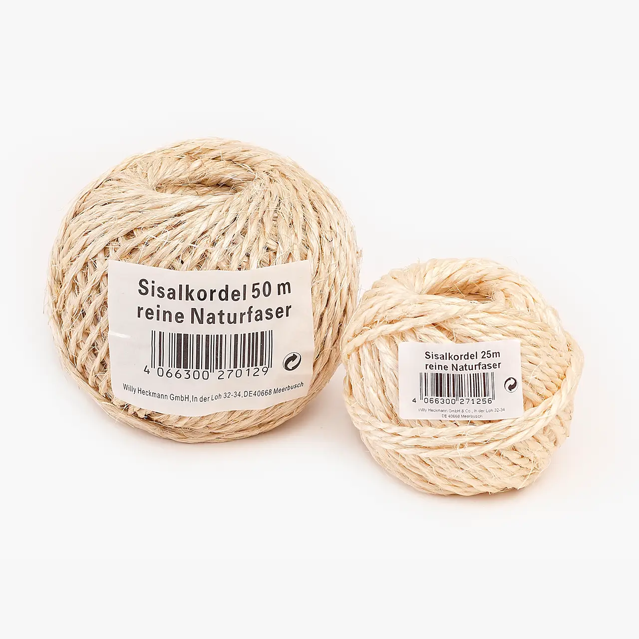 Sisalkordel Langfaser-Sisalkordel – Knäuel, geschrumpft mit Etikett 270116 270120